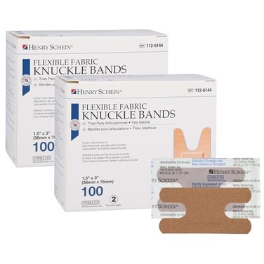 Henry Schein Fabric Adhesive Knuckle Bandages 15 x 3 Sterile 200 Ct