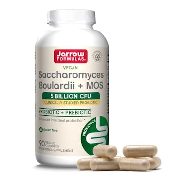 Jarrow Formulas Saccharomyces Boulardii MOS Probiotics for Digestive Health and Intestinal Tract Support 5 Billion CFU Per Serving 90 Delayed Release Caps Probiotic Prebiotic 90 Servings