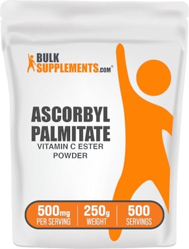 مسحوق بالميتات أسكوربيل، إستر فيتامين سي، مكمل غذائي من BulkSupplements.com، خالٍ من الغلوتين، 500 ملغ لكل حصة، 250 غ، 88 أونصة، عبوة واحدة