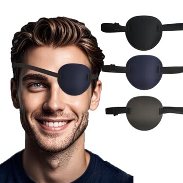 VEEJION 3PCS Eye Patch Medical Adjustable Eye Patches for Adults Treat Lazy Eye Left Right Eyes Cosplay Costume