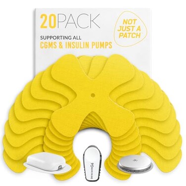 Not Just A Patch XPatch CGM Sensor Patches 20 Pack Water Resistant Omnipod 5 Adhesive Patches Durable for Active Lifestyle for 1014 Days Compatible with Dexcom G6 Libre 2 in Yellow