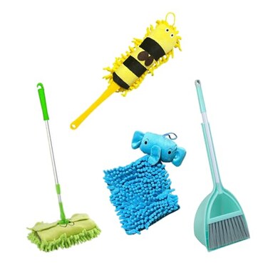 Xifando Kids Housekeeping Cleaning Tools SetKids Cleaning Set 5 Piece Pretend Play Home Cleaning Kit Include MopBroomDustpanDuster BrushTowel
