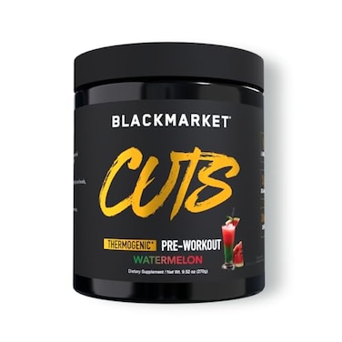 BLACKMARKET CUTS Pre Workout Flavored Energy Powdered Drink Mix for Men Women Great for Muscle Definition Thermogenic Creatine Free Watermelon 30 Servings