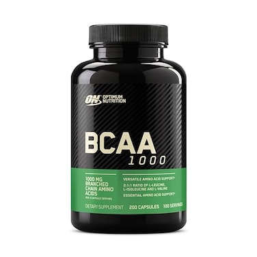 كبسولات أوبتيموم نيوترشن سريعة التحضير من الأحماض الأمينية الأساسية المتفرعة السلسلة (BCAA) بتركيز 1000 ملغ، 200 كبسولة