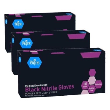 قفازات ميد برايد السوداء المصنوعة من النتريل، سمك 4 مل، خالية من البودرة، مقاس صغير، 100 قفاز
