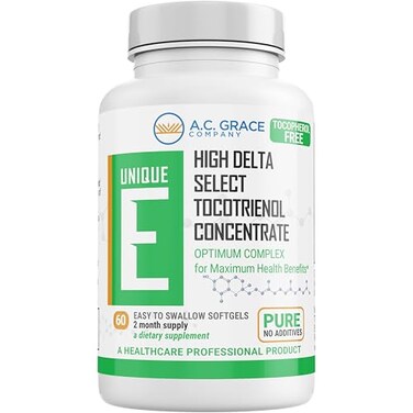 UNIQUE E AC Grace Company Unique E Tocotrienols Tocopherol Free Softgels 60 Count