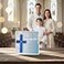 The Grandparent Handmade Blue Stained Glass CrossConfirmation Gift for BoyGrandsonGodsonNephew
