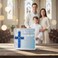 The Grandparent Handmade Blue Stained Glass CrossConfirmation Gift for BoyGrandsonGodsonNephew