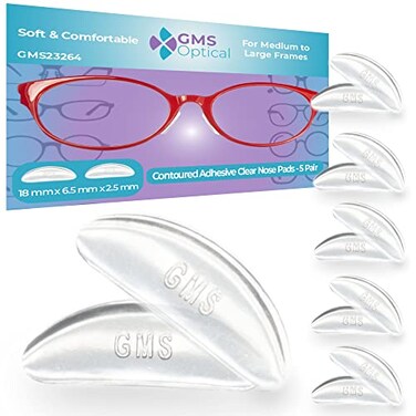وسادات أنف سيليكون لاصقة للنظارات من GMS Optical، سمك 25 مم، قطر 18 مم، مانعة للانزلاق، مناسبة للنظارات الشمسية والنظارات الطبية، مع لاصق قوي للغاية، ملحقات نظارات مانعة للانزلاق، 5 أزواج شفافة