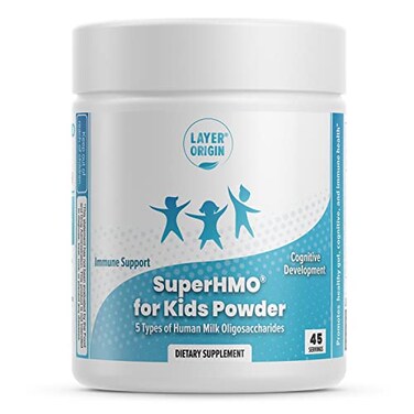 Layer Origin SuperHMO Prebiotic Mix for Kids 5 HMOs for Gut Digestion and Cognitive Health Powder 45 Servings