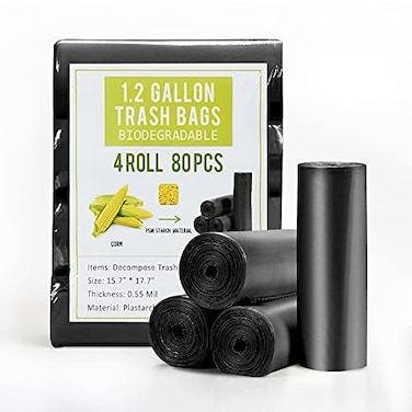 Jaoul Trash Bags 12 Gallon Small Garbage Bags Strong Unscented Mini Trash Bags for Kitchen Bathroom Office Restroom Car Black 80 Counts