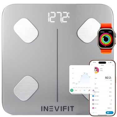 ميزان INEVIFIT الذكي لقياس نسبة الدهون في الجسم، جهاز تحليل رقمي عالي الدقة بتقنية البلوتوث، يُستخدم في الحمام، لقياس الوزن، ونسبة الدهون في الجسم، والماء، والعضلات، والدهون الحشوية، وكتلة العظام، لعدد غير محدود من المستخدمين، مصنوع من مادة EcoSIL.