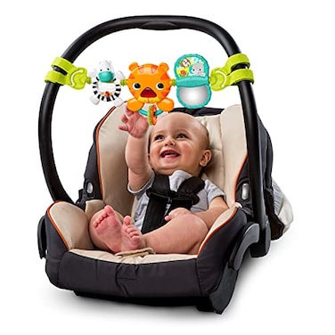 Bright Starts Take Along Musical Carrier Baby Activity Toy Bar Hanging Car Seat Toy 4 Fun Melodies Fine Motor Skill Development Ages Newborn MultiColor