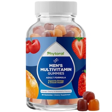 Phytoral Natural Multivitamin for Men Gummies with Zinc Vitamin D C A Biotin B6 B12 Full Health Supplement 90 Count Pack of 1