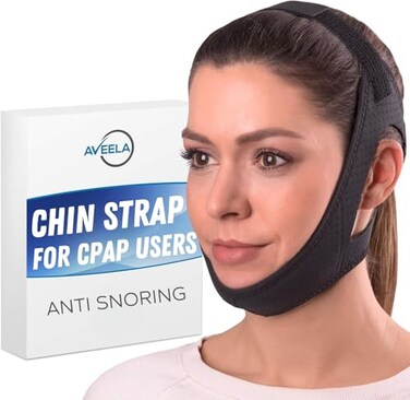 حزام الذقن من أفيلا للنوم ومستخدمي جهاز ضغط الهواء الإيجابي المستمر (CPAP)، حزام ذقن مضاد للشخير، حزام فك قابل للتعديل لعلاج انقطاع النفس النومي، حل لوقف الشخير للرجال والنساء، مقاس مريح لإبقاء الفم مغلقًا، مقاس كبير