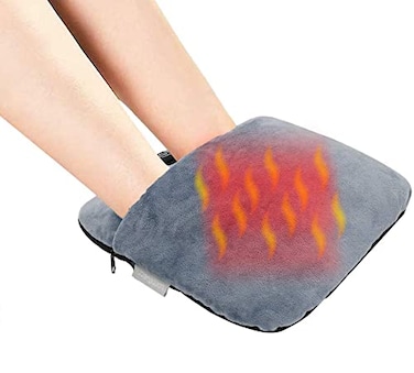 lomitech Electric Heated Foot Warmer with MassageVibration and HeatingSoft Plush Fabric USB Fast Heating Pad for Women and MenRelieve Foot Pain Soreness