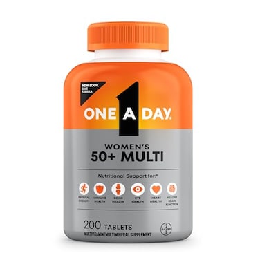 One A Day Multivitamin for Women 50 and Over Tablets Womens Multivitamin 50 Plus with Vitamins D C E Zinc Biotin Daily Vitamins for Woman 50 200 Ct Packaging May Vary