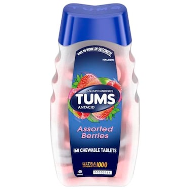 TUMS Ultra Strength Chewable Antacid Tablets for Heartburn Relief and Acid Indigestion Relief Assorted Berries 160 Count