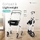 Helavo Lightweight Foldable Narrow Walker for Small Spaces 236 Wide Indoor Walker for Seniors with Tray Adjustable Height 8 Wheels Easy Braking Ideal for Tight Spaces