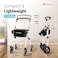 Helavo Lightweight Foldable Narrow Walker for Small Spaces 236 Wide Indoor Walker for Seniors with Tray Adjustable Height 8 Wheels Easy Braking Ideal for Tight Spaces