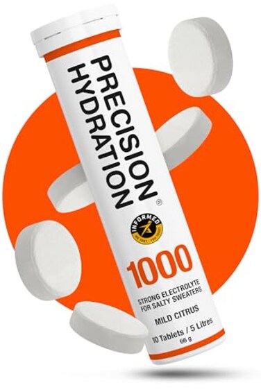 Precision Hydration Electrolyte Tablets Multi Strength Effervescent Hydration Tablets Combats Cramp Low Calorie Gluten Free VeganVegetarian Friendly1 Tube 1000mgL Orange Tube