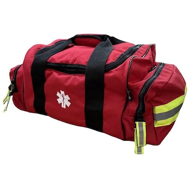 Kemp USA Maxi Trauma EMS Medical Bag Red 600D Nylon Water Resistant First Aid Kit Organizer Large Paramedic Emergency Response Bag with Reflective Trim Adjustable Strap