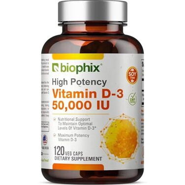 biophix Vitamin D3 10000 IU HighPotency 120 Softgels HighPotency NonGMO SoyFree Supports Strong Bones Immune Health