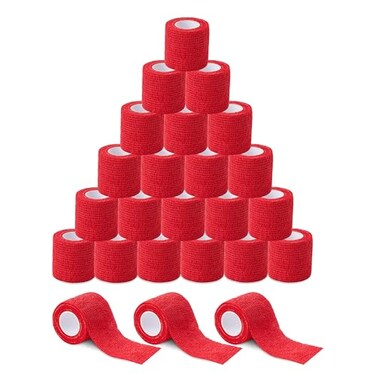 BISIBITA2 Sensi Wrap Grip Cover Sports Self Bandage Rolls 2inch x 5Yards 24pcs Red