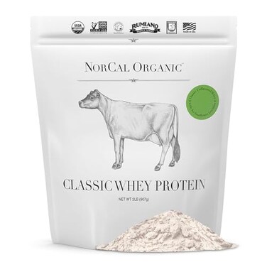 NorCal Organic Classic Whey Protein 100 GrassFed and GrassFinished UNFLAVORED LecithinFree 2lb Bulk