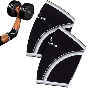 AEOLOS Compression Elbow SleevesPair 5mm Neoprene Elbow Barces for Weightlifting Powerlifting Tennis Golf and Basketball Large Black