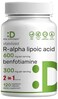 مكمل غذائي DEAL SUPPLEMENT R، حمض ألفا ليبويك 600 ملغ مع بنفوتيامين 300 ملغ لكل جرعة، 120 كبسولة نباتية، 200 ملغ حمض ألفا ليبويك لكل كبسولة، مكمل غذائي مضاد للأكسدة لدعم الطاقة والجهاز العصبي