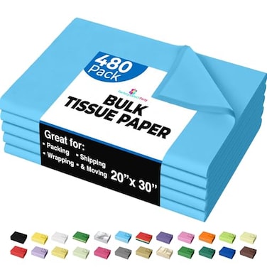 Party Solids Light Blue Tissue Paper for Gift Bags 20 X 30 Bulk Tissue Paper Light Blue 480 Sheets 10lb Newsprint for Packing Birthday Gift Box Filler Packing Supplies for Moving Supplies