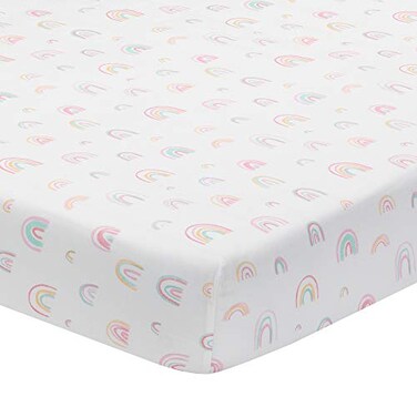 Lambs &amp; Lambs Ivy Watercolor Pastel Rainbow 100 Cotton Baby Fitted Crib Sheet