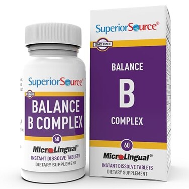 Superior Source Balance B Complex Energy Support Supplement with Folic Acid B Vitamins Supports Heart Muscle Health B Vitamin Supplement Aids Immune Health 60 Instant Dissolve Tablets