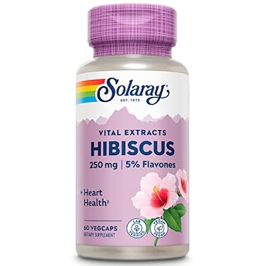 SOLARAY Hibiscus Flower Extract Sabdariffa Supplement 250 mg Healthy Cardiovascular Function Support for Men and Women NonGMO Vegan Capsules 60 Count VegCaps