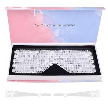 ideayard Crystal Eye Mask Cooling Jade 100 Clear Quartz Soothe MaskAntiAging Hot or Cold Using Eye Mask for Puffy Eyes