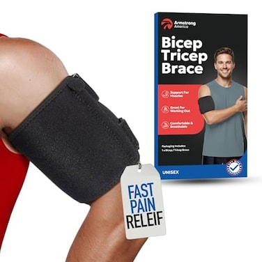 ARMSTRONG AMERICA Bicep Tendonitis Brace Bicep Brace Upper Arm Compression Sleeve for Triceps Biceps Support Upper Arm Brace for Tendonitis Pain Relief Bicep Strains Women Men SMALLMEDIUM 6 to 10