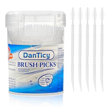 DanTicy Brushpicks Interdental ToothpicksSoft Bristle Dental Floss Picks ToothpicksHelps Removes Plaque and Debris Between Your Teeth 300PCS Pack of 1