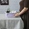 XUANGUO Medium Woven Cotton Rope Storage Basket with Handles Light Purple