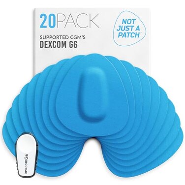 Not Just A Patch Dexcom G6 Adhesive Patches 20 Pack Dexcom G6 Stickers Adhesive Patches for Skin Water Resistant Dexcom Overpatch G6 for Active Lifestyle 1014 Days Blue