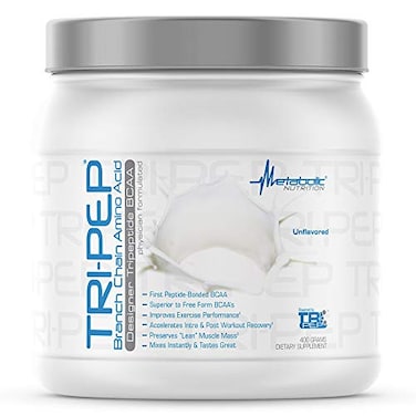 مكمل غذائي TRIPEP من الأحماض الأمينية المتفرعة السلسلة (BCAA) من شركة Metabolic Nutrition، مكمل غذائي قبل وأثناء وبعد التمرين، بدون نكهة، 400 غرام، 40 حصة