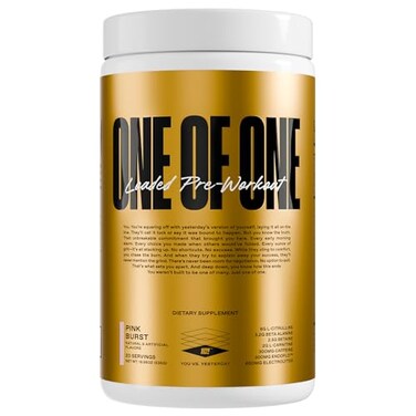 ONE OF ONE Loaded PreWorkout HighStim Energy Focus Endurance with EndoFlo Genius Pure Alpha GPC NeuroRush Dynamine No Crash Gluten Free Pink Burst