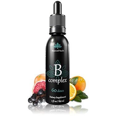 قطرات فيتامين ب المركب من Balanced Health، 2 أونصة، 60 جرعة، جميع فيتامينات ب الثمانية، مكمل غذائي لدعم المناعة والطاقة، غير معدل وراثيًا، آمن للنباتيين