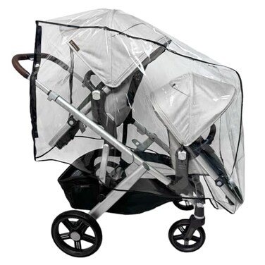 SASHA'S Rain and Wind Cover Made for UPPAbaby Vista V2V3 Double Stroller System wRumble Seat by SASHAS Clear Ventilation Holes Maximum Coverage Standard Coverage