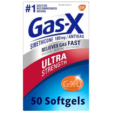 Gas-X GasX Ultra Strength Gas Relief Softgels with Simethicone 180 mg for Bloating Relief 50 Count