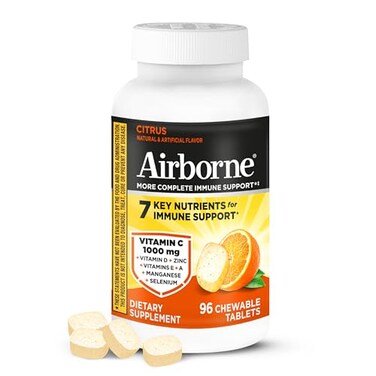 Airborne Vitamin C 1000mg per Serving Citrus Chewable Tablets 96 Count in a Box Packaging May Vary