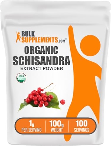 مسحوق مستخلص الشيساندرا العضوي من BulkSupplements.com، مكمل غذائي من توت الشيساندرا، مكمل عشبي، خالٍ من الغلوتين، 1 غرام لكل حصة، 100 غرام، عبوة من 1.5 أونصة