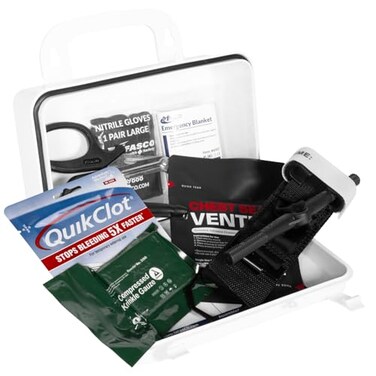 MFASCO BC5 Bleeding Control Kit Stop The Bleed Essential Tourniquet Bleeding Control Dressings Chest Seal WallMountable Plastic Case I Compact First Aid Box