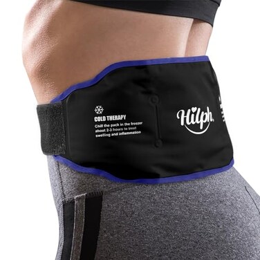 Hilph Low Back Ice Pack Wrap for Men Women Reusable Gel Back Ice Belt with Hot Cold Therapy for Lumbar Pain Abdominal Pain Lumbar Surgery Sciatic Nerve Coccyx Tailbone Pain Black