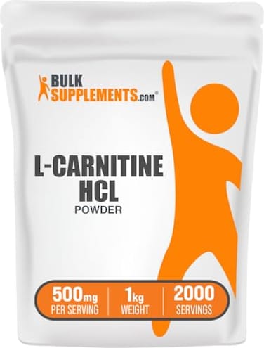 مسحوق إل-كارنيتين هيدروكلوريد من BulkSupplements.com، مكمل كارنيتين، مسحوق كارنيتين، إل-كارنيتين 500 ملغ، بدون نكهة، خالٍ من الغلوتين، 500 ملغ لكل حصة، 1 كغ (22 رطلاً)، عبوة من قطعة واحدة